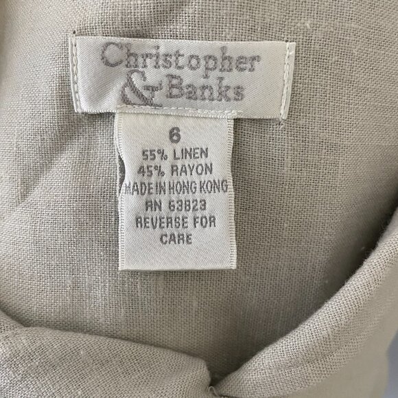 Christopher & Banks Vest Women's 6 Beige Linen Pockets Notch Lapel Button Front - Picture 15 of 15